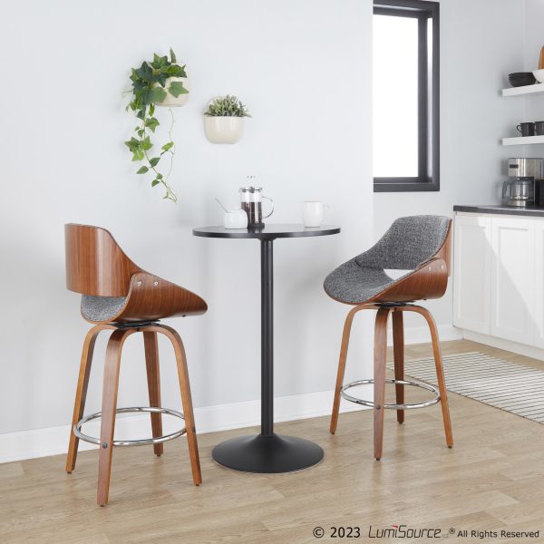 Fabrizzi 26 Inch Mid Century Modern Grey Swivel Counter Stools Set of 2 3