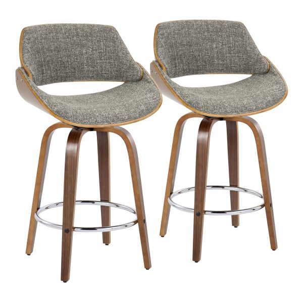 Fabrizzi 26 Inch Mid Century Modern Grey Swivel Counter Stools Set of 2 4