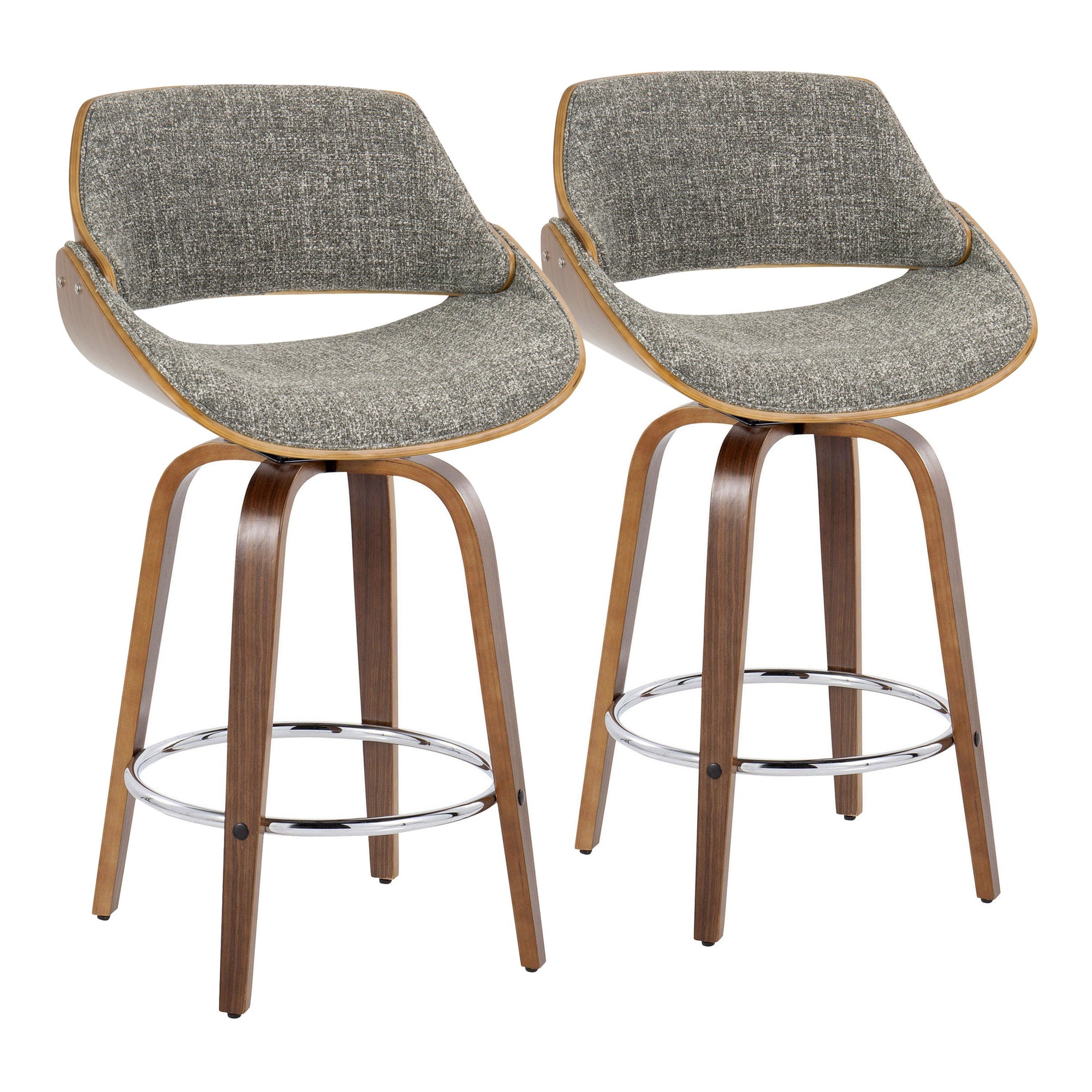 Fabrizzi 26-Inch Mid-Century Modern Grey Swivel Counter Stools (Set of 2) 5 Fabrizzi 26-Inch Mid-Century Modern Grey Swivel Counter Stools (Set of 2) - Image 5