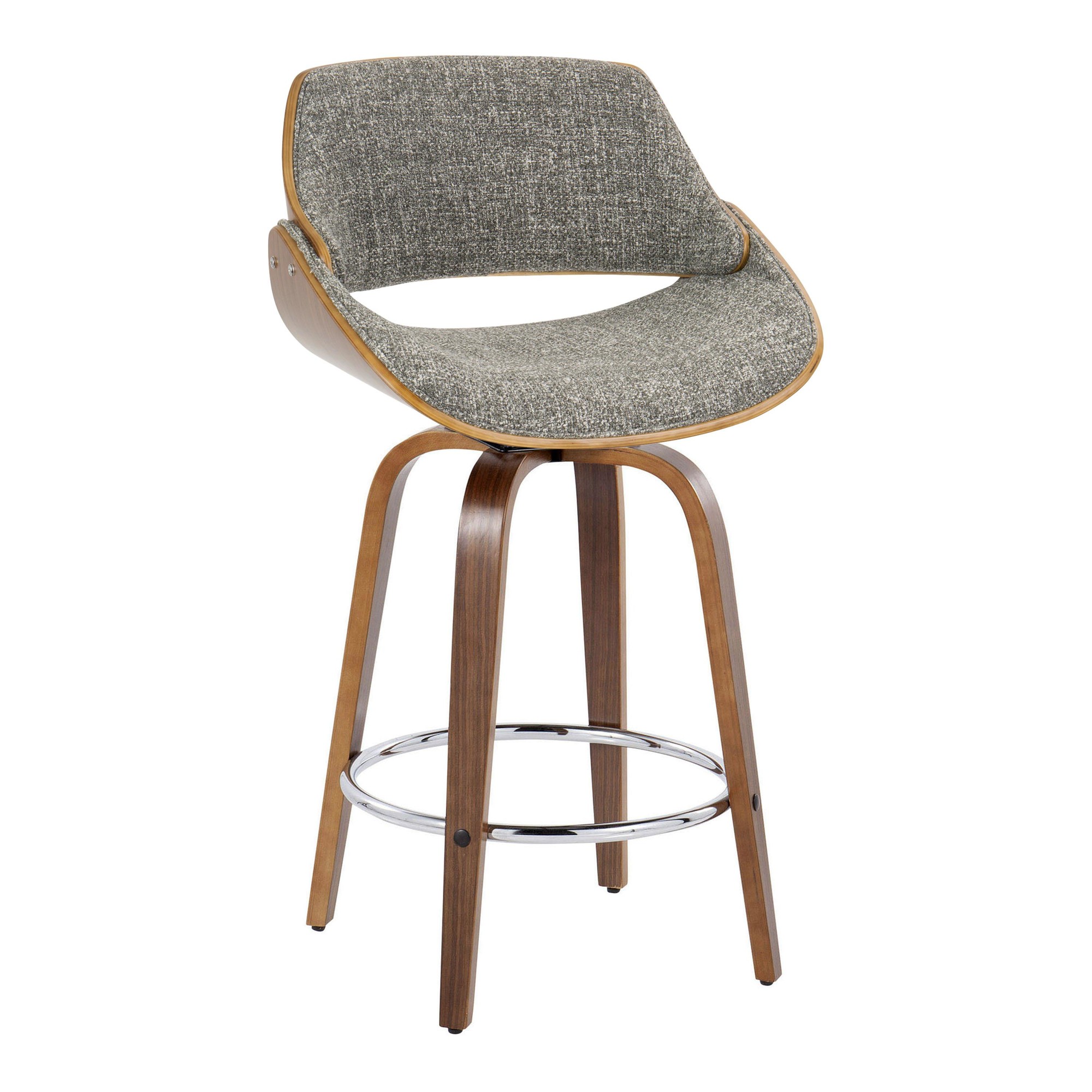 Fabrizzi 26-Inch Mid-Century Modern Grey Swivel Counter Stools (Set of 2) 6 Fabrizzi 26-Inch Mid-Century Modern Grey Swivel Counter Stools (Set of 2) - Image 6