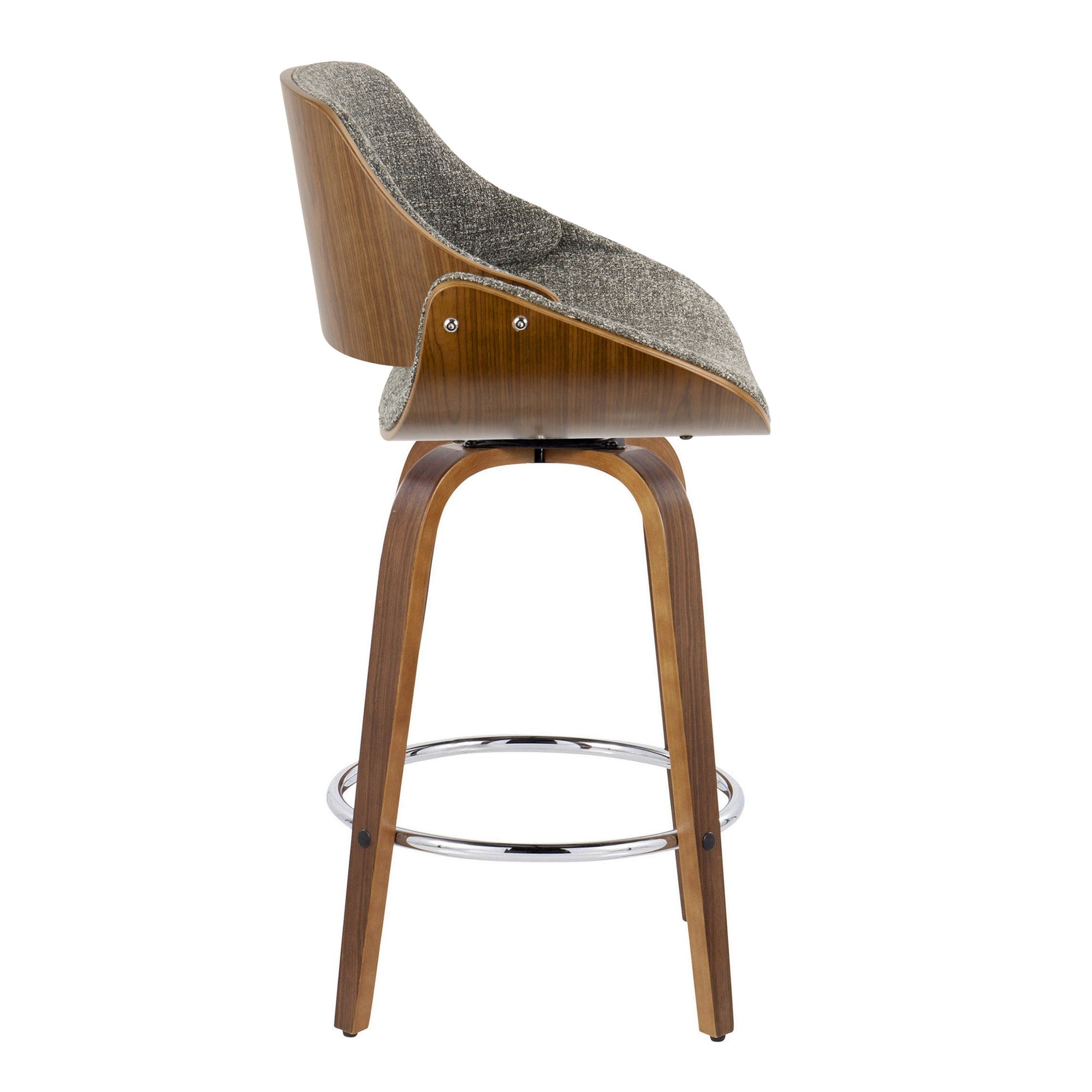 Fabrizzi 26-Inch Mid-Century Modern Grey Swivel Counter Stools (Set of 2) 7 Fabrizzi 26-Inch Mid-Century Modern Grey Swivel Counter Stools (Set of 2) - Image 7
