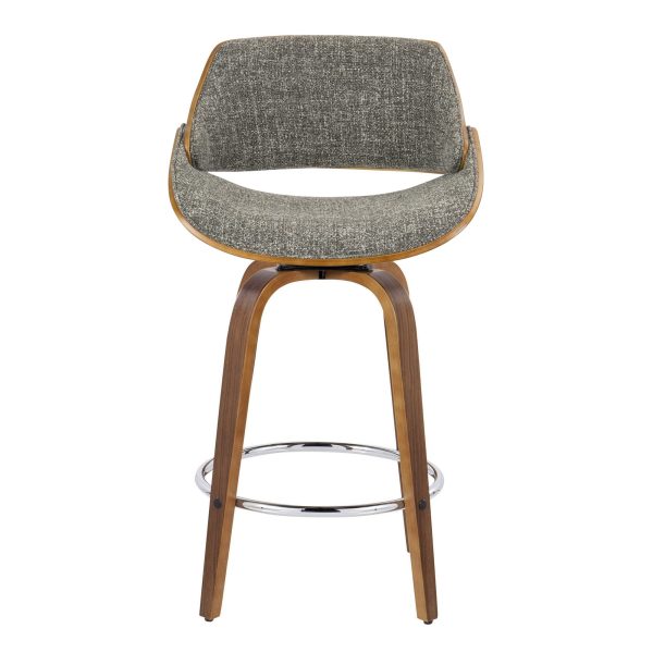 Fabrizzi 26 Inch Mid Century Modern Grey Swivel Counter Stools Set of 2 9