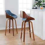 Fabrizzi 30 Mid-Century Modern Blue Swivel Barstool Pair (Set of 2) 14 Fabrizzi 30 Mid-Century Modern Blue Swivel Barstool Pair (Set of 2)