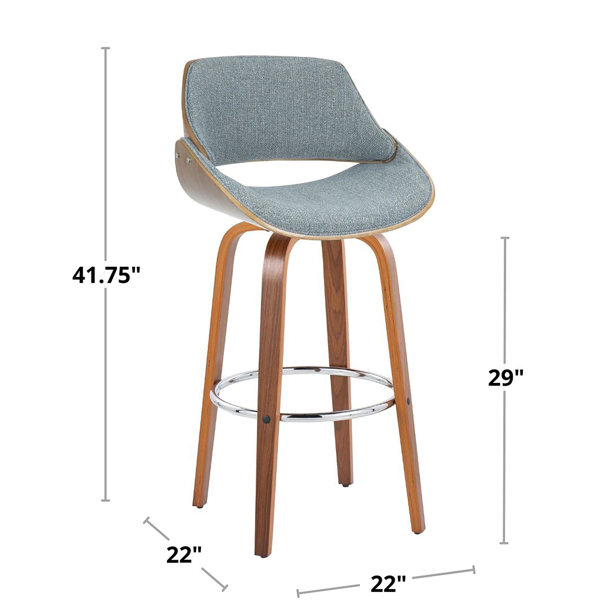 Fabrizzi 30 Mid-Century Modern Blue Swivel Barstool Pair (Set of 2) 11 Fabrizzi 30 Mid-Century Modern Blue Swivel Barstool Pair (Set of 2) - Image 11