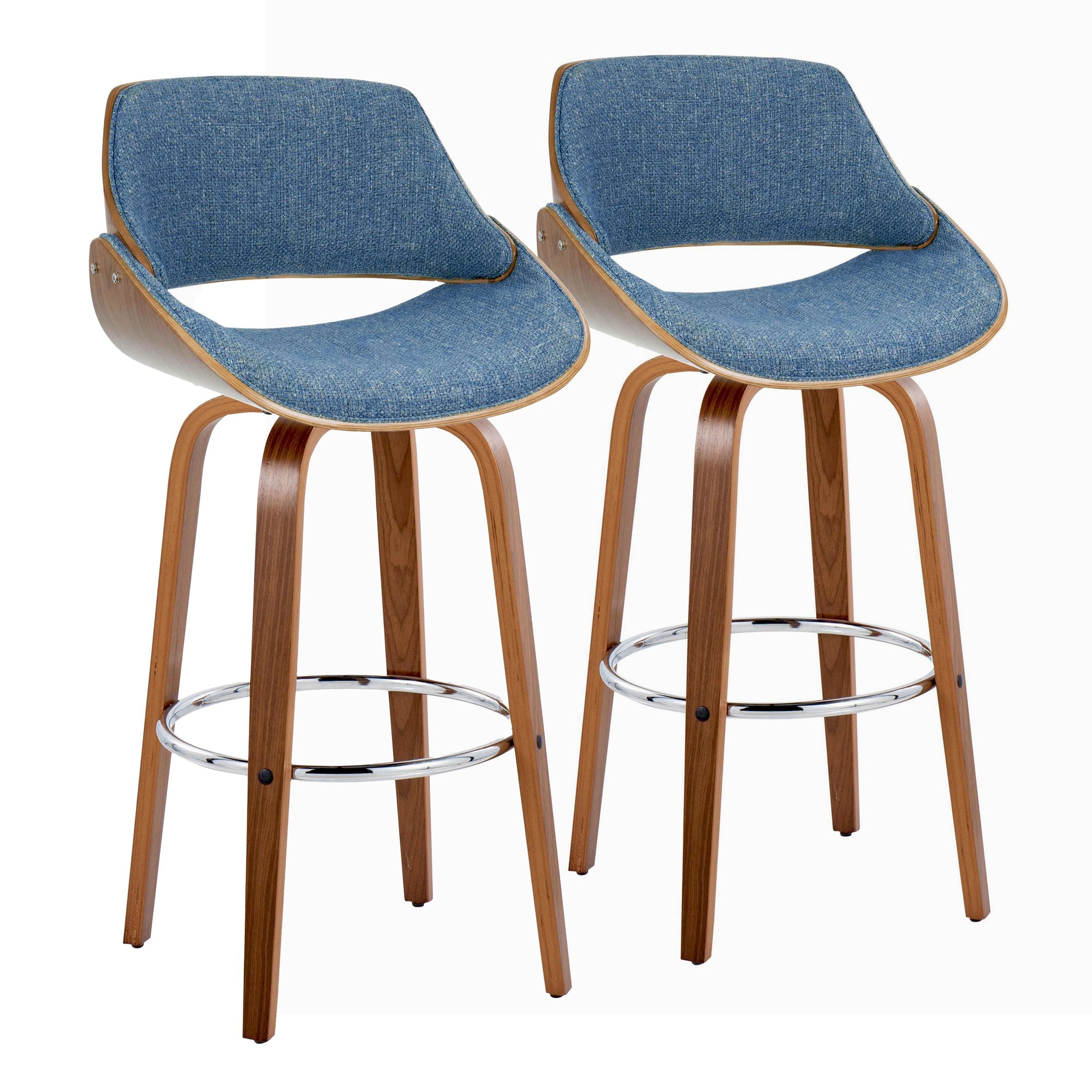 Fabrizzi 30 Mid-Century Modern Blue Swivel Barstool Pair (Set of 2) 5 Fabrizzi 30 Mid-Century Modern Blue Swivel Barstool Pair (Set of 2) - Image 5