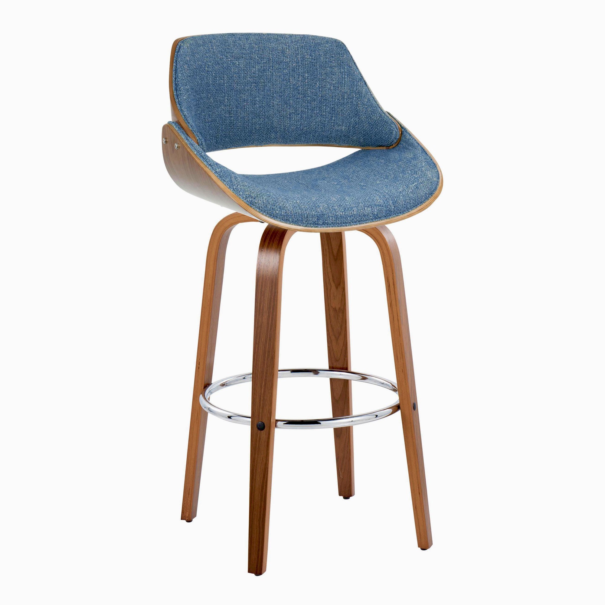 Fabrizzi 30 Mid-Century Modern Blue Swivel Barstool Pair (Set of 2) 6 Fabrizzi 30 Mid-Century Modern Blue Swivel Barstool Pair (Set of 2) - Image 6
