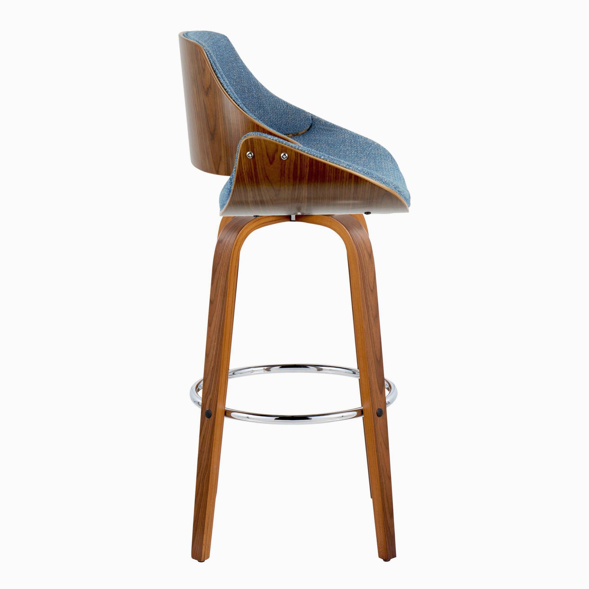 Fabrizzi 30 Mid-Century Modern Blue Swivel Barstool Pair (Set of 2) 7 Fabrizzi 30 Mid-Century Modern Blue Swivel Barstool Pair (Set of 2) - Image 7