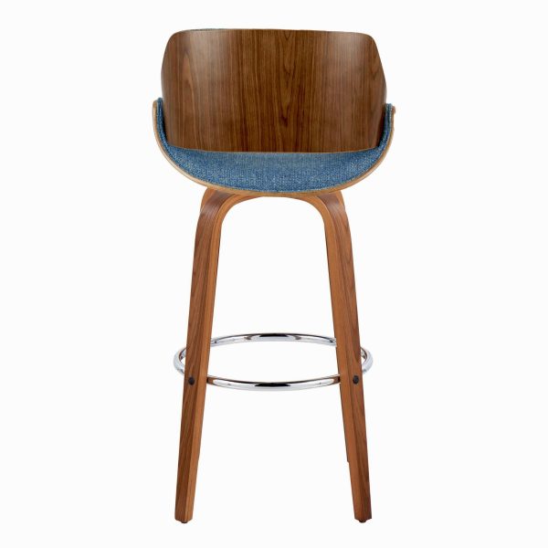 Fabrizzi 30 Mid Century Modern Blue Swivel Barstool Pair Set of 2 8