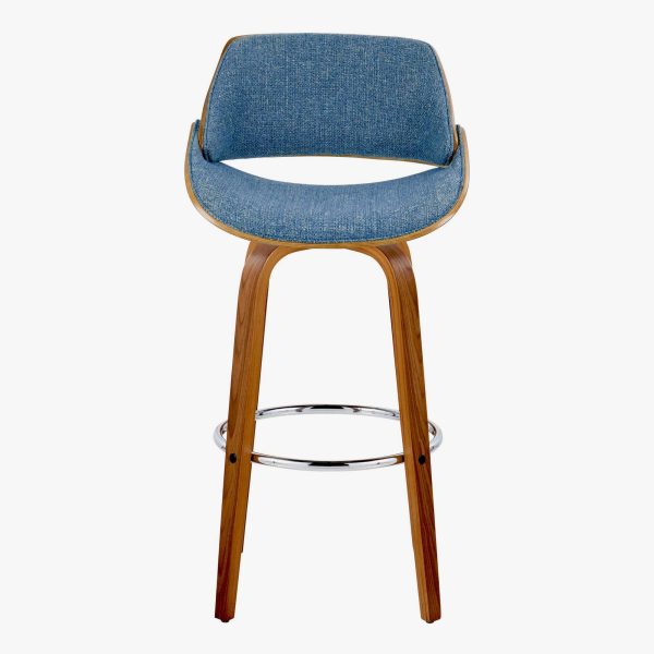 Fabrizzi 30 Mid Century Modern Blue Swivel Barstool Pair Set of 2 9