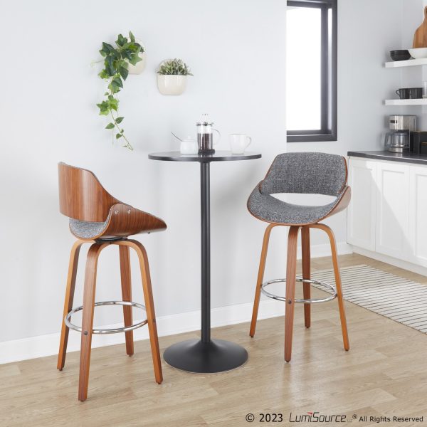 Fabrizzi 30 Mid Century Modern Grey Swivel Barstools Set of 2 2
