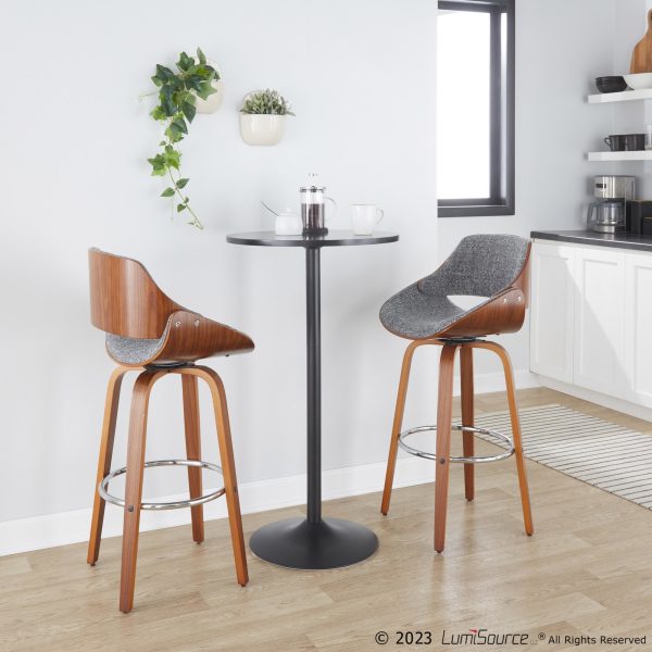 Fabrizzi 30 Mid Century Modern Grey Swivel Barstools Set of 2 3