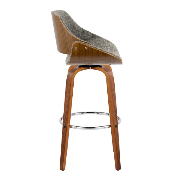 Fabrizzi 30 Mid Century Modern Grey Swivel Barstools Set of 2 5