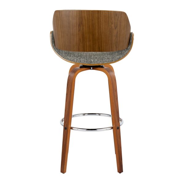 Fabrizzi 30 Mid Century Modern Grey Swivel Barstools Set of 2 7