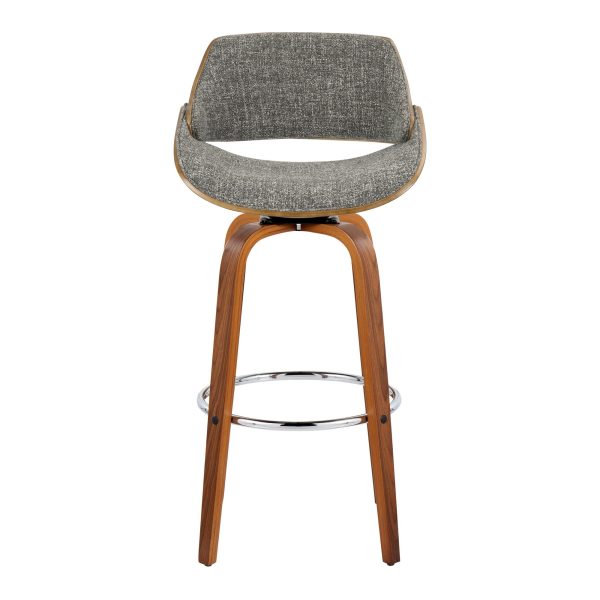 Fabrizzi 30 Mid Century Modern Grey Swivel Barstools Set of 2 8