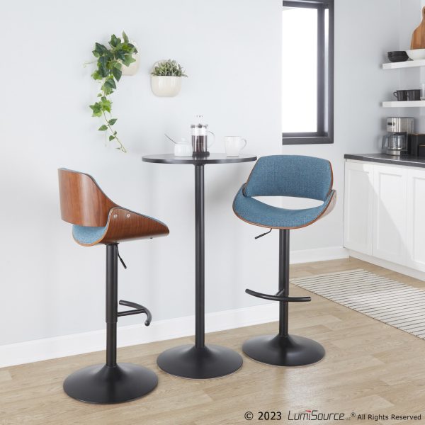 Fabrizzi Blue Mid Century Modern Adjustable Barstools Set of 2 2