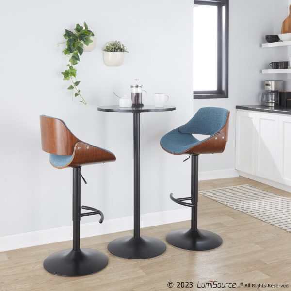 Fabrizzi Blue Mid Century Modern Adjustable Barstools Set of 2 3