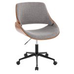 Fabrizzi Contemporary Black Metal Walnut Wood Grey Office Chair