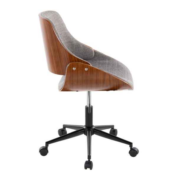 Fabrizzi Contemporary Black Metal Walnut Wood Grey Office Chair 2