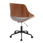 Fabrizzi Contemporary Black Metal Walnut Wood Grey Office Chair