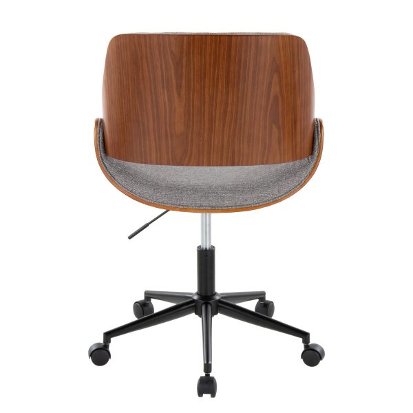 Fabrizzi Contemporary Black Metal Walnut Wood Grey Office Chair 4