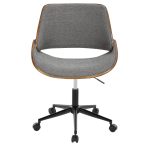 Fabrizzi Contemporary Black Metal Walnut Wood Grey Office Chair