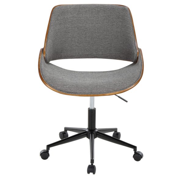 Fabrizzi Contemporary Black Metal Walnut Wood Grey Office Chair 5