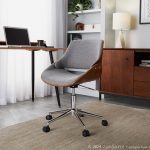 Fabrizzi Contemporary Chrome, Walnut, and Grey Fabric Office Chair 8 Fabrizzi Contemporary Chrome, Walnut, and Grey Fabric Office Chair