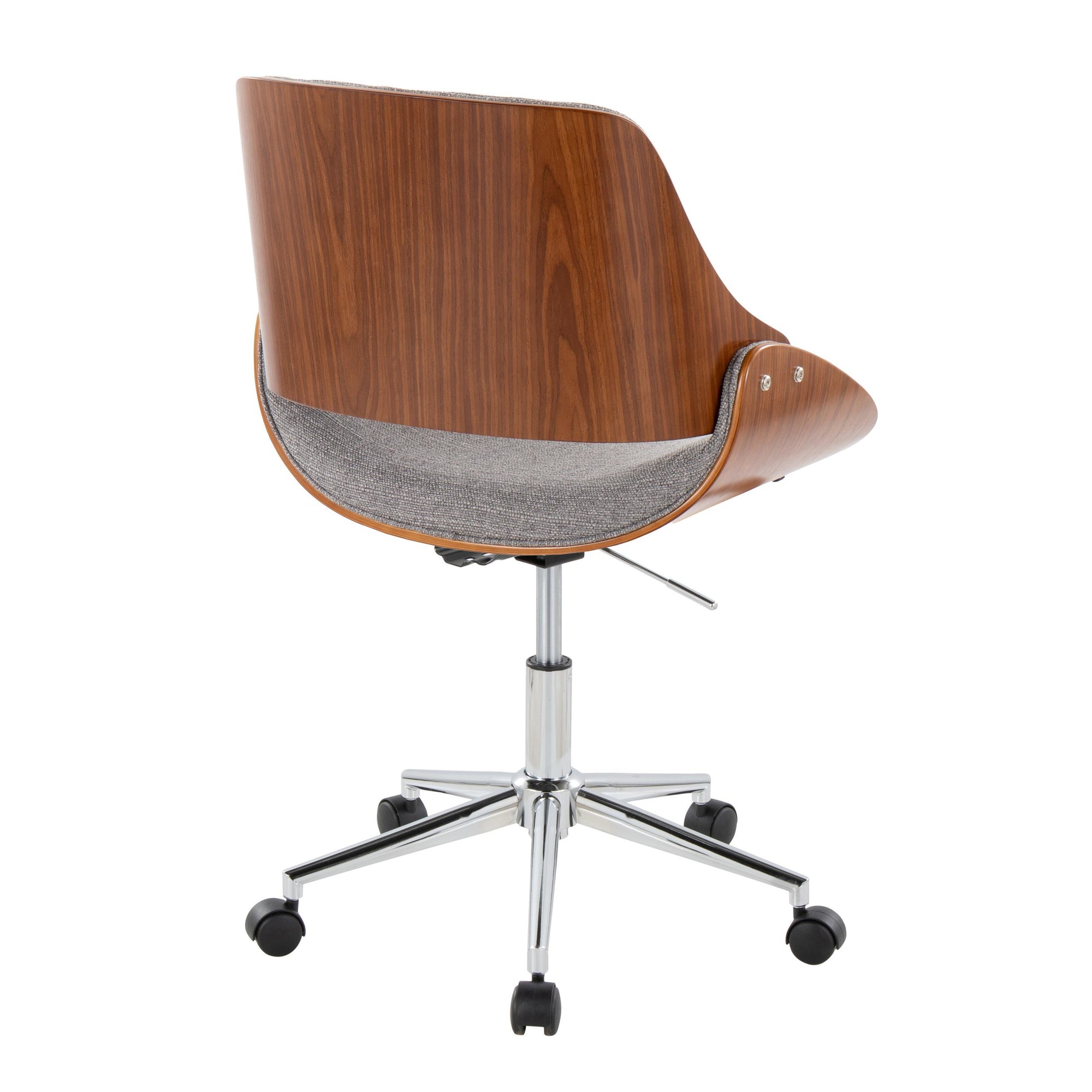 Fabrizzi Contemporary Chrome, Walnut, and Grey Fabric Office Chair 4 Fabrizzi Contemporary Chrome, Walnut, and Grey Fabric Office Chair - Image 4