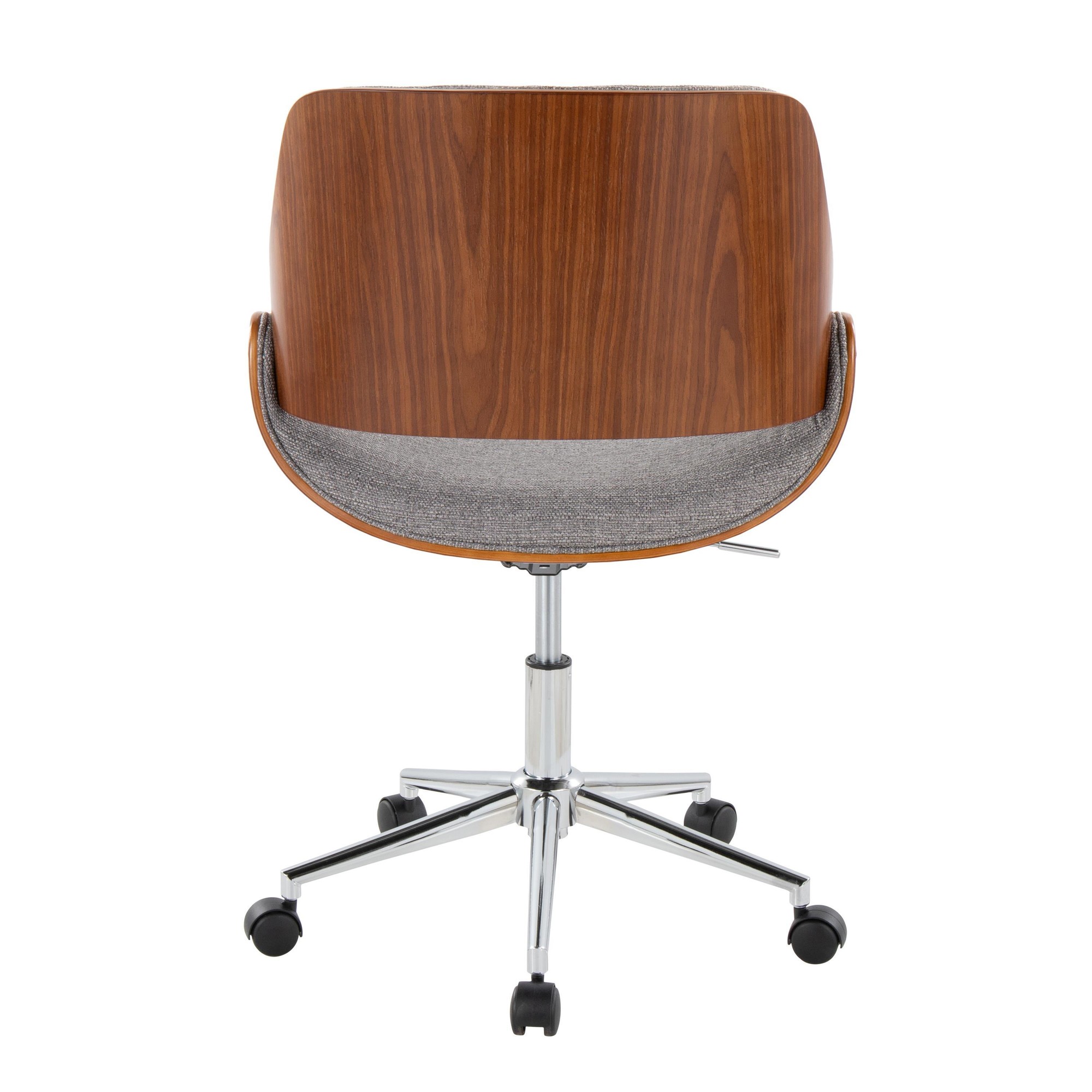 Fabrizzi Contemporary Chrome, Walnut, and Grey Fabric Office Chair 5 Fabrizzi Contemporary Chrome, Walnut, and Grey Fabric Office Chair - Image 5
