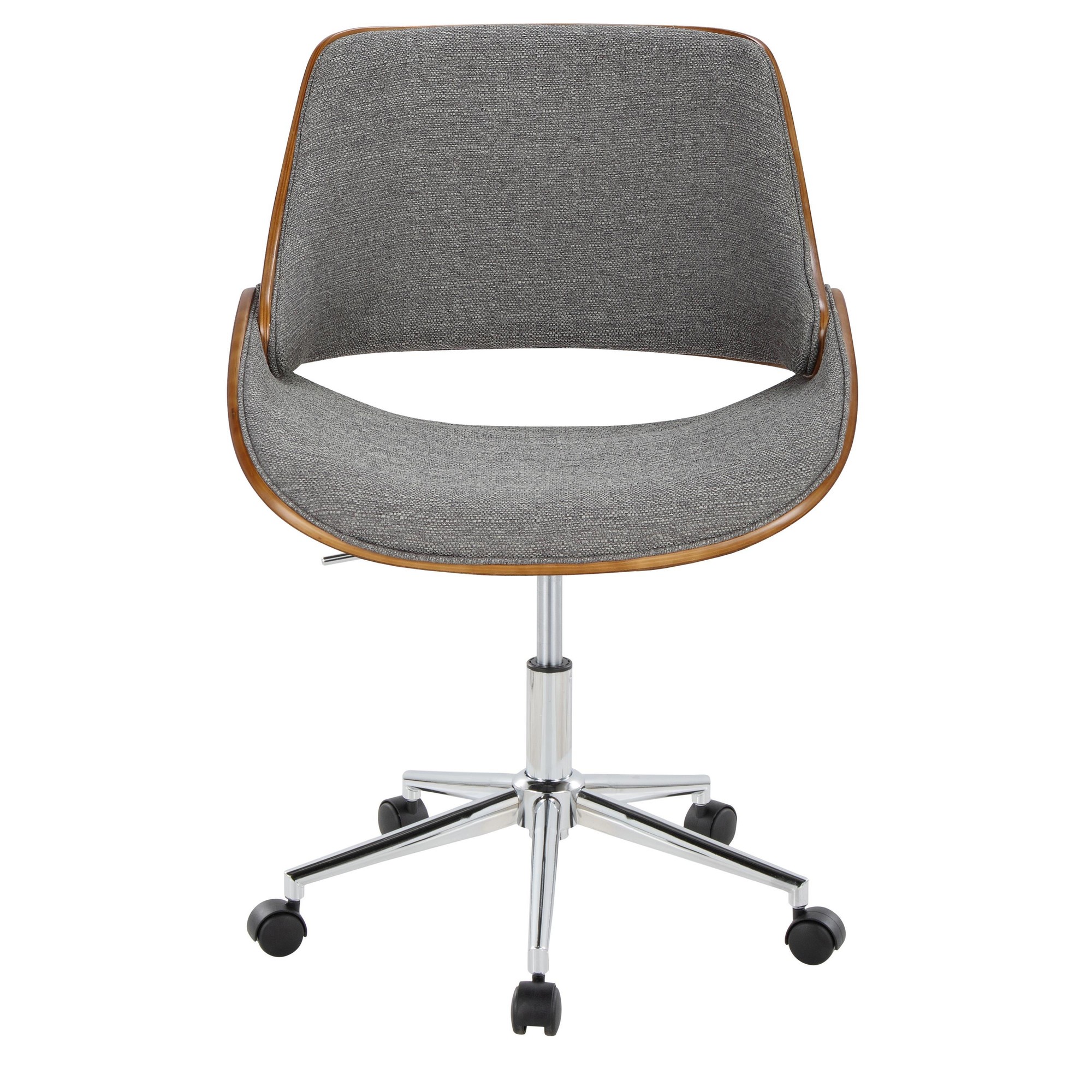 Fabrizzi Contemporary Chrome, Walnut, and Grey Fabric Office Chair 6 Fabrizzi Contemporary Chrome, Walnut, and Grey Fabric Office Chair - Image 6