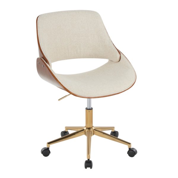 Fabrizzi Contemporary Cream Fabric and Gold Metal Office Chair 1