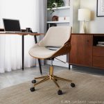 Fabrizzi Contemporary Cream Fabric and Gold Metal Office Chair 8 Fabrizzi Contemporary Cream Fabric and Gold Metal Office Chair