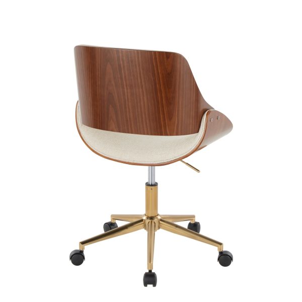 Fabrizzi Contemporary Cream Fabric and Gold Metal Office Chair 3