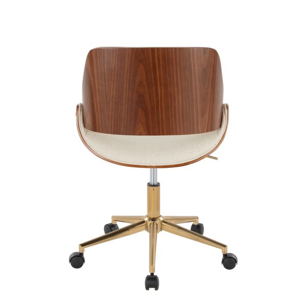Fabrizzi Contemporary Cream Fabric and Gold Metal Office Chair 4