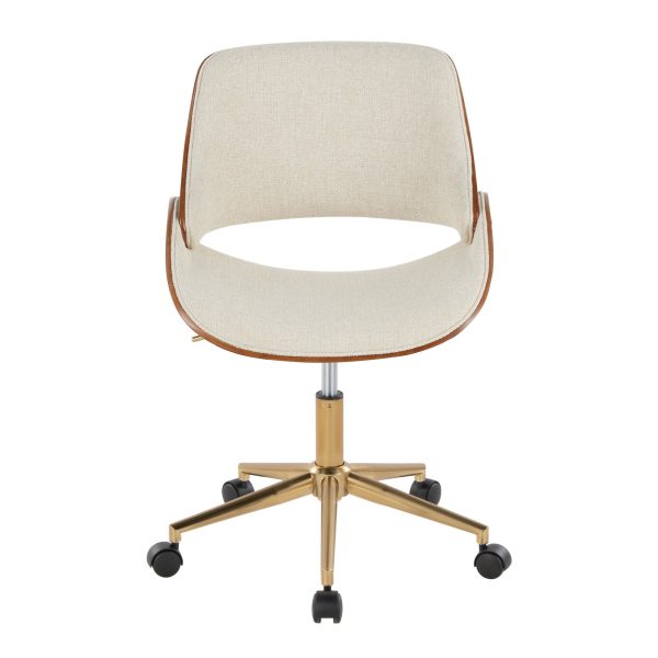 Fabrizzi Contemporary Cream Fabric and Gold Metal Office Chair 5