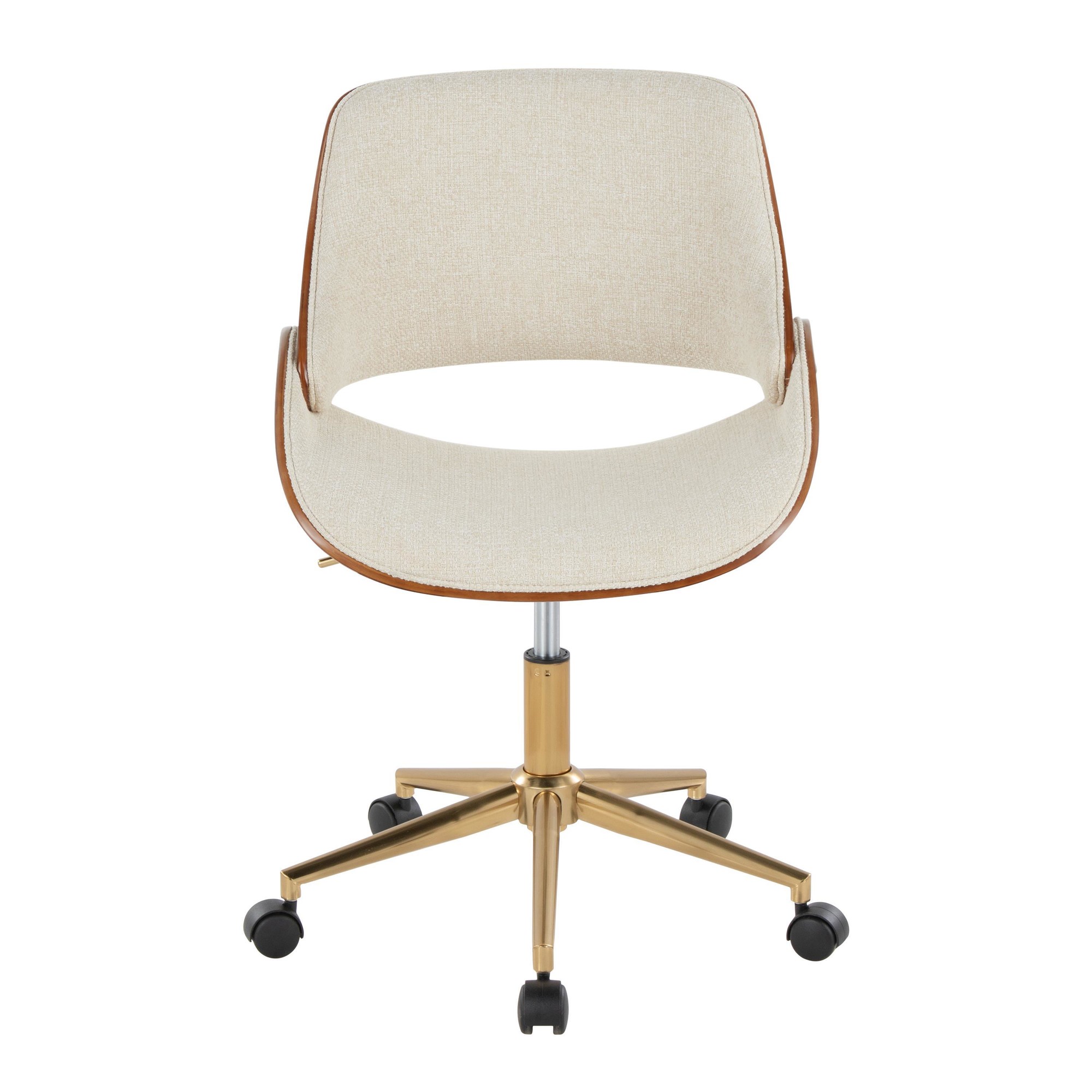 Fabrizzi Contemporary Cream Fabric and Gold Metal Office Chair 6 Fabrizzi Contemporary Cream Fabric and Gold Metal Office Chair - Image 6