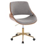 Fabrizzi Contemporary Gold Metal and Grey Fabric Office Chair