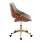 Fabrizzi Contemporary Gold Metal and Grey Fabric Office Chair
