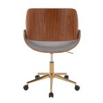 Fabrizzi Contemporary Gold Metal and Grey Fabric Office Chair