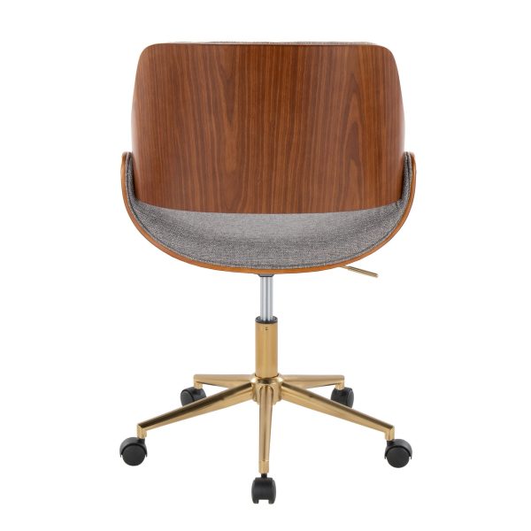 Fabrizzi Contemporary Gold Metal and Grey Fabric Office Chair 4
