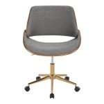 Fabrizzi Contemporary Gold Metal and Grey Fabric Office Chair