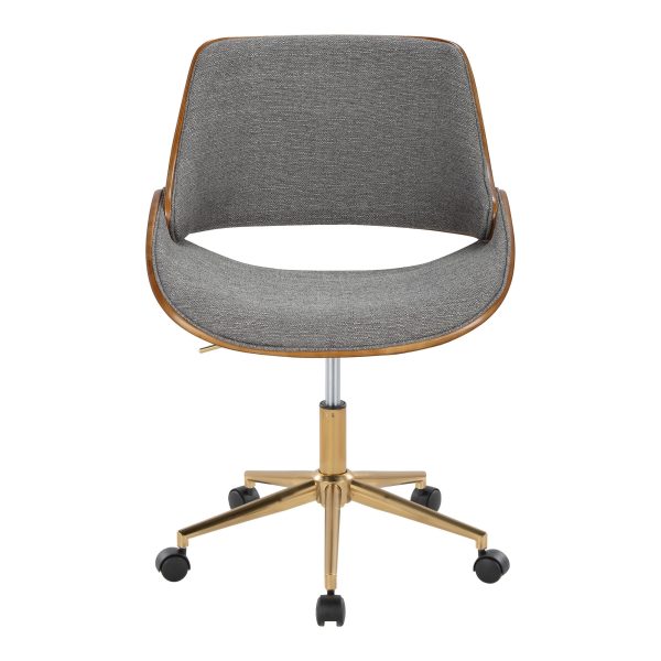 Fabrizzi Contemporary Gold Metal and Grey Fabric Office Chair 5
