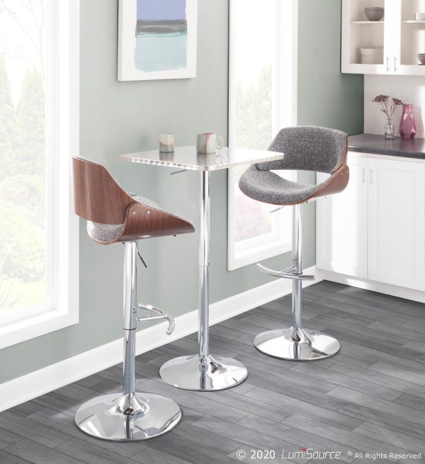 Fabrizzi Grey Mid Century Modern Adjustable Swivel Barstool Set of 3 1