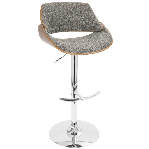 Fabrizzi Grey Mid Century Modern Adjustable Swivel Barstool Set of 3 3