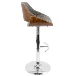 Fabrizzi Grey Mid-Century Modern Adjustable Swivel Barstool (Set of 3)