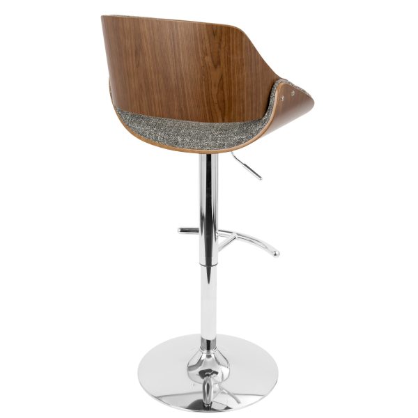 Fabrizzi Grey Mid Century Modern Adjustable Swivel Barstool Set of 3 5