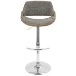 Fabrizzi Grey Mid-Century Modern Adjustable Swivel Barstool (Set of 3)