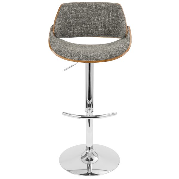 Fabrizzi Grey Mid Century Modern Adjustable Swivel Barstool Set of 3 7