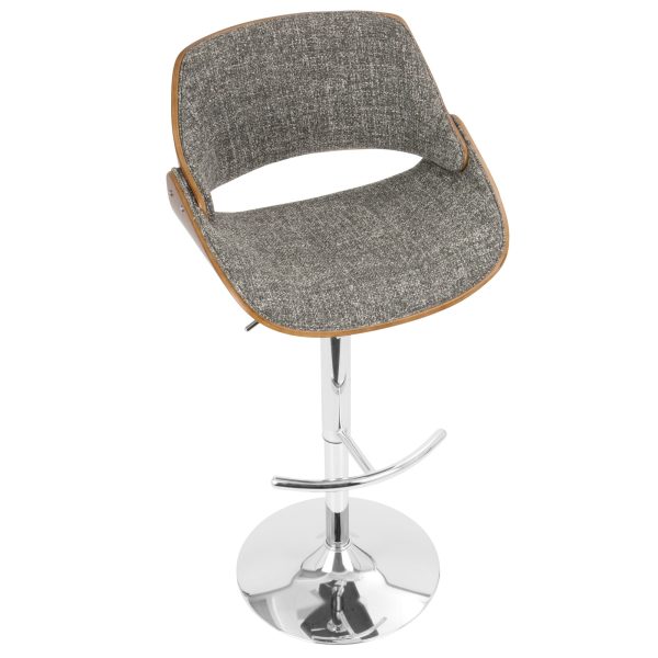 Fabrizzi Grey Mid Century Modern Adjustable Swivel Barstool Set of 3 8