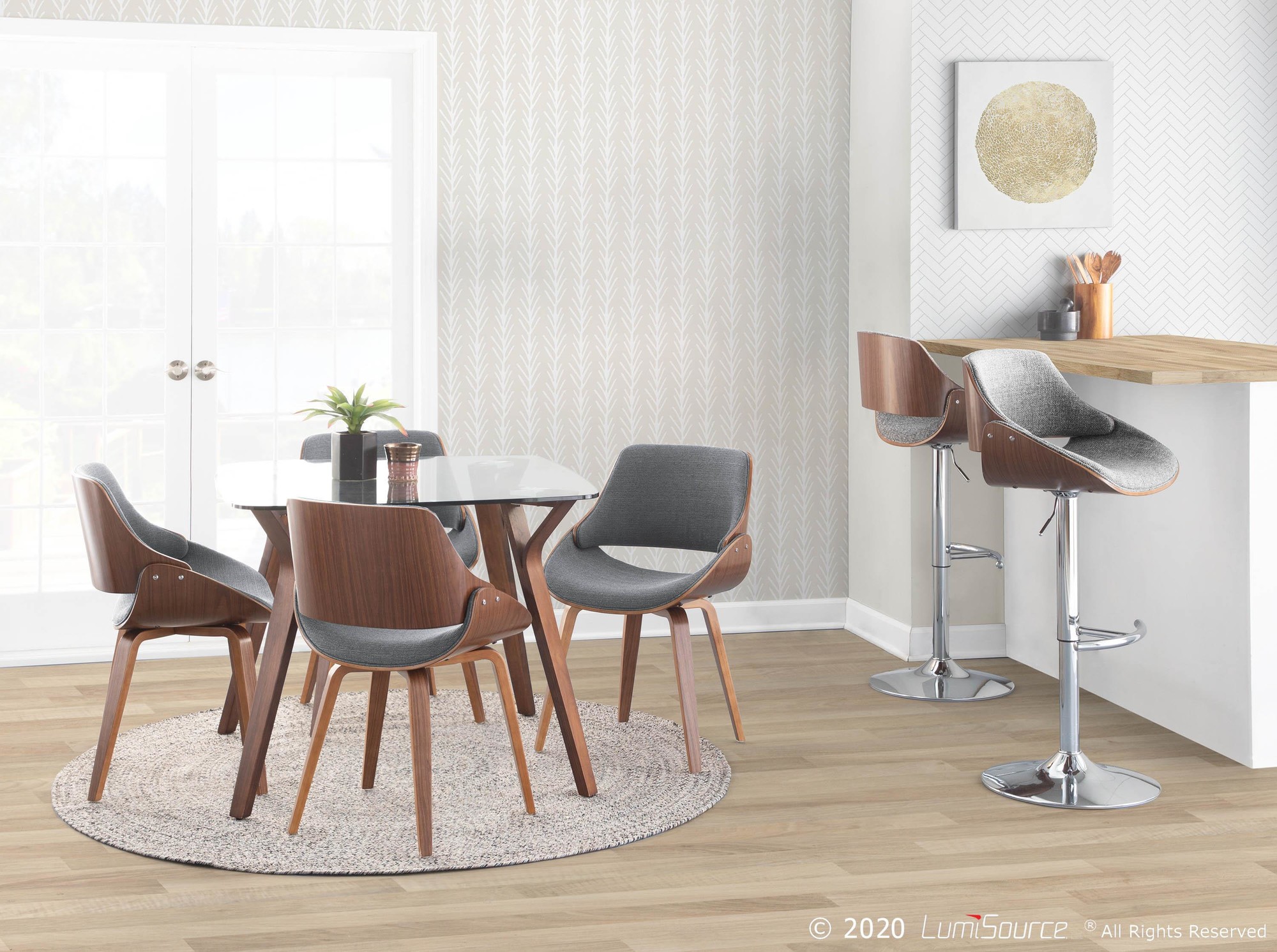 Fabrizzi Grey Noise Mid-Century Modern Adjustable Barstool (Set of 2) 2 Fabrizzi Grey Noise Mid-Century Modern Adjustable Barstool (Set of 2) - Image 2